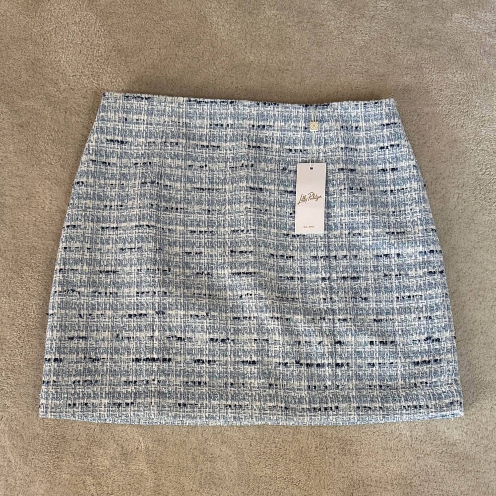 Lilly Pulitzer Blue Textured Mini Skirt NWT Size 8